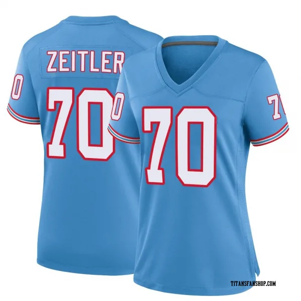 Women's Kevin Zeitler Tennessee Titans Game Light Blue Oilers Throwback Alternate Jersey