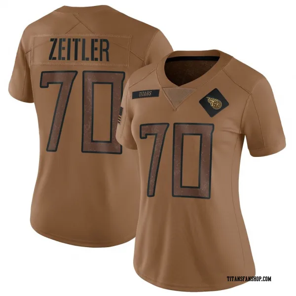 Women's Kevin Zeitler Tennessee Titans Limited Brown 2023 Salute To Service Jersey