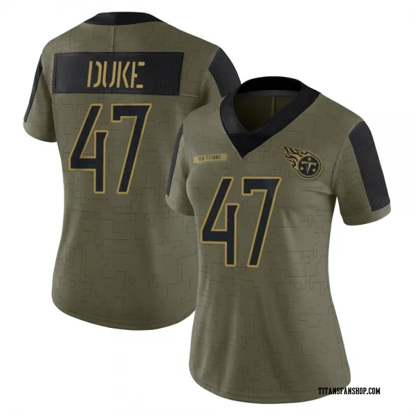Women's Khalid Duke Tennessee Titans Limited Olive 2021 Salute To Service Jersey