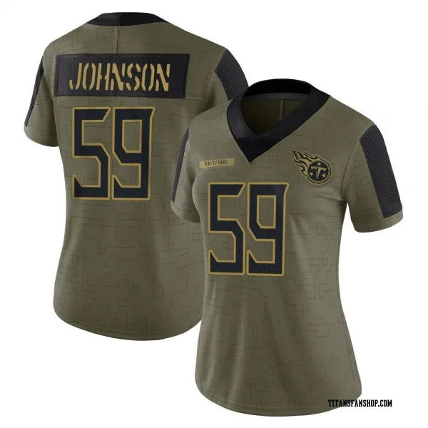Women's Kyron Johnson Tennessee Titans Limited Olive 2021 Salute To Service Jersey