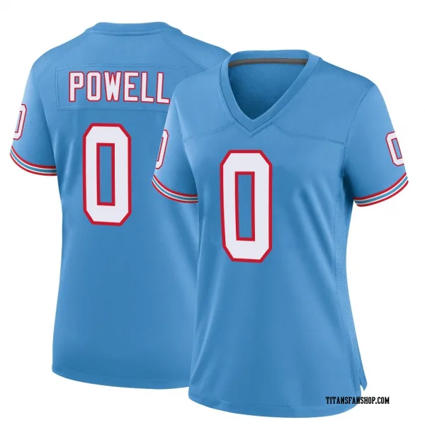 Women's Mani Powell Tennessee Titans Game Light Blue Oilers Throwback Alternate Jersey