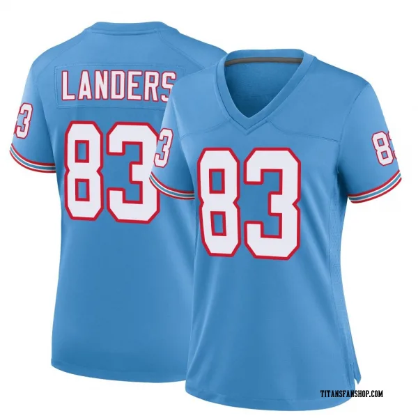 Women's Matt Landers Tennessee Titans Game Light Blue Oilers Throwback Alternate Jersey