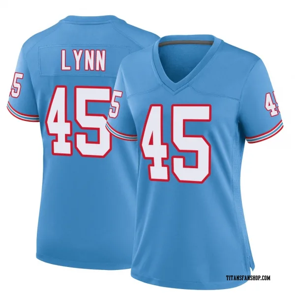 Women's Nate Lynn Tennessee Titans Game Light Blue Oilers Throwback Alternate Jersey