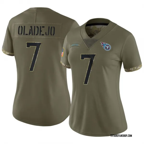Women's Oluwafemi Oladejo Tennessee Titans Limited Olive 2022 Salute To Service Jersey