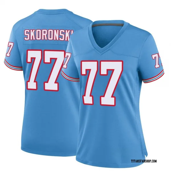 Women's Peter Skoronski Tennessee Titans Game Light Blue Oilers Throwback Alternate Jersey