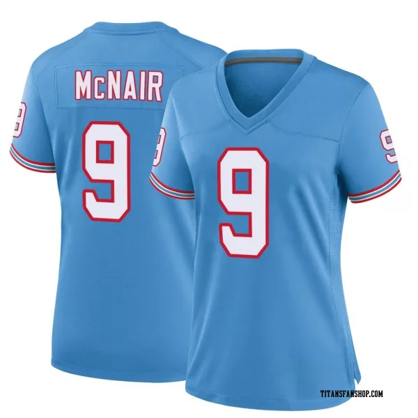 Women's Steve McNair Tennessee Titans Game Light Blue Oilers Throwback Alternate Jersey
