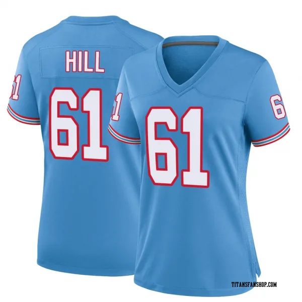 Women's Trey Hill Tennessee Titans Game Light Blue Oilers Throwback Alternate Jersey