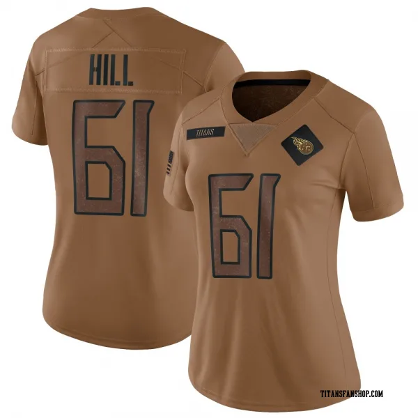 Women's Trey Hill Tennessee Titans Limited Brown 2023 Salute To Service Jersey