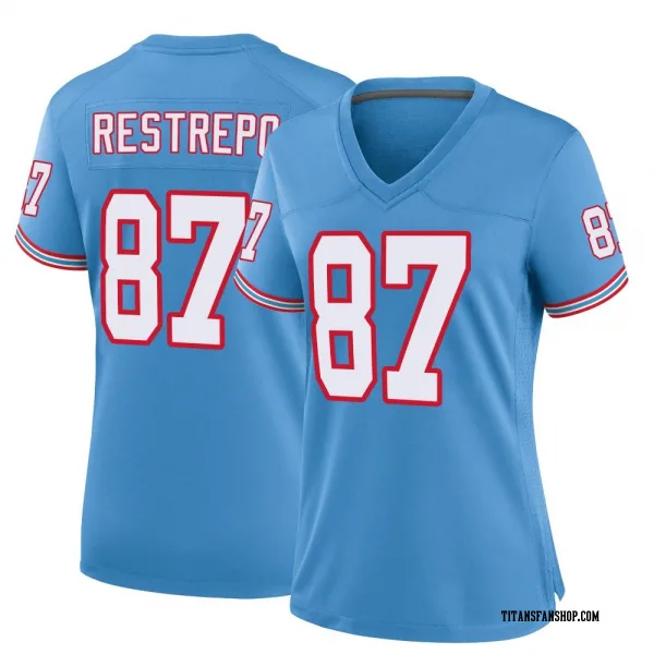 Women's Xavier Restrepo Tennessee Titans Game Light Blue Oilers Throwback Alternate Jersey