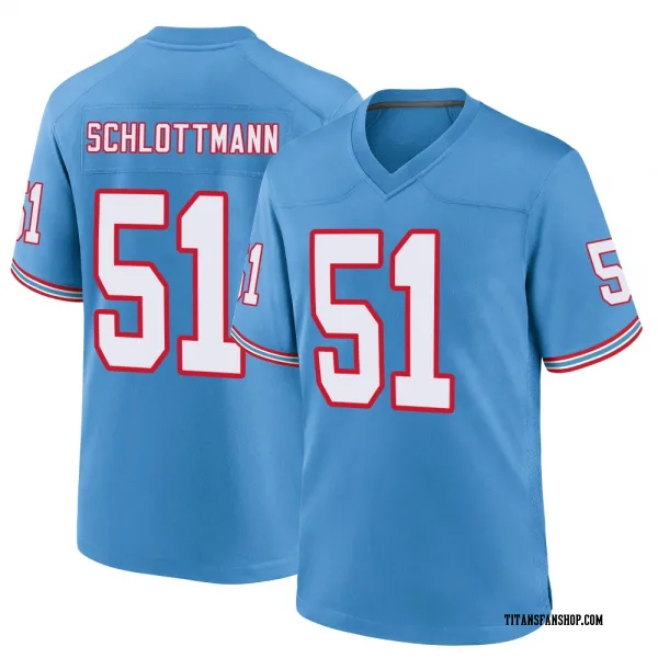 Youth Austin Schlottmann Tennessee Titans Game Light Blue Oilers Throwback Alternate Jersey