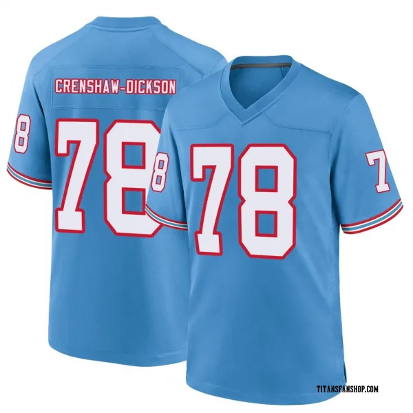 Youth Brandon Crenshaw-Dickson Tennessee Titans Game Light Blue Oilers Throwback Alternate Jersey