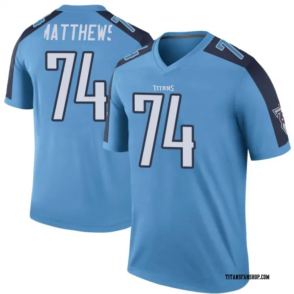 Youth Bruce Matthews Tennessee Titans Legend Light Blue Color Rush Jersey
