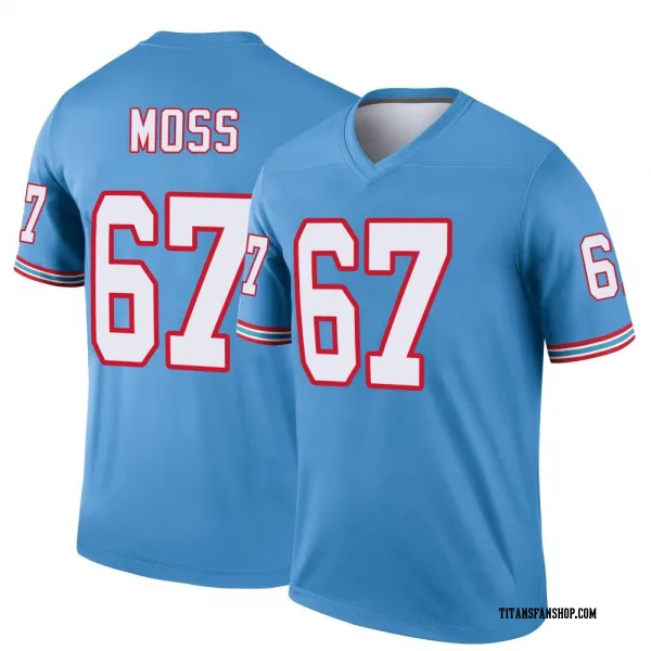 Youth Drew Moss Tennessee Titans Legend Light Blue Oilers Throwback Jersey