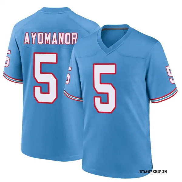 Youth Elic Ayomanor Tennessee Titans Game Light Blue Oilers Throwback Alternate Jersey