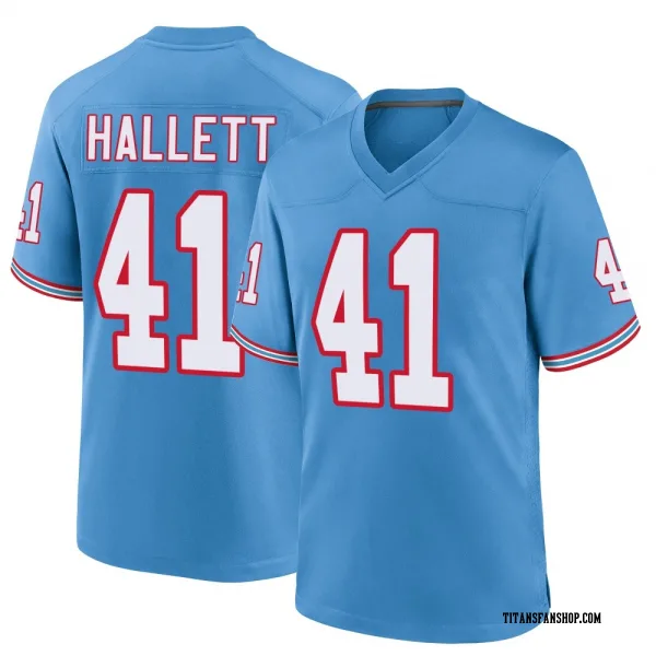 Youth Erick Hallett Tennessee Titans Game Light Blue Oilers Throwback Alternate Jersey