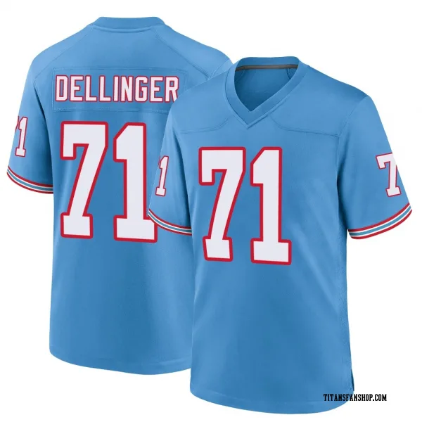 Youth Garrett Dellinger Tennessee Titans Game Light Blue Oilers Throwback Alternate Jersey