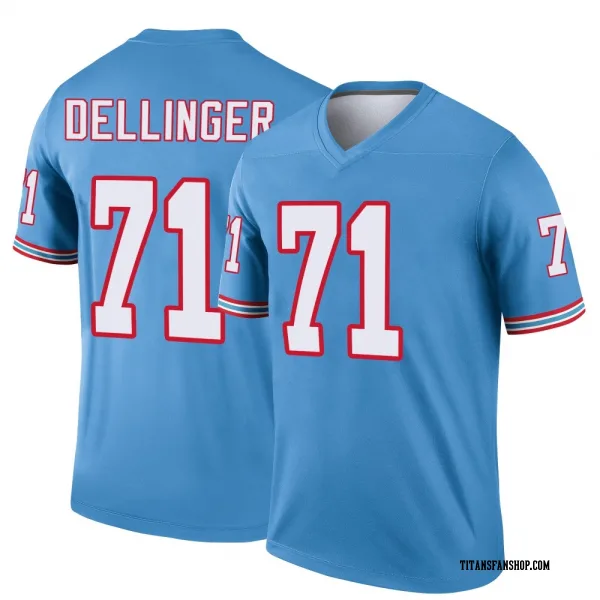 Youth Garrett Dellinger Tennessee Titans Legend Light Blue Oilers Throwback Jersey