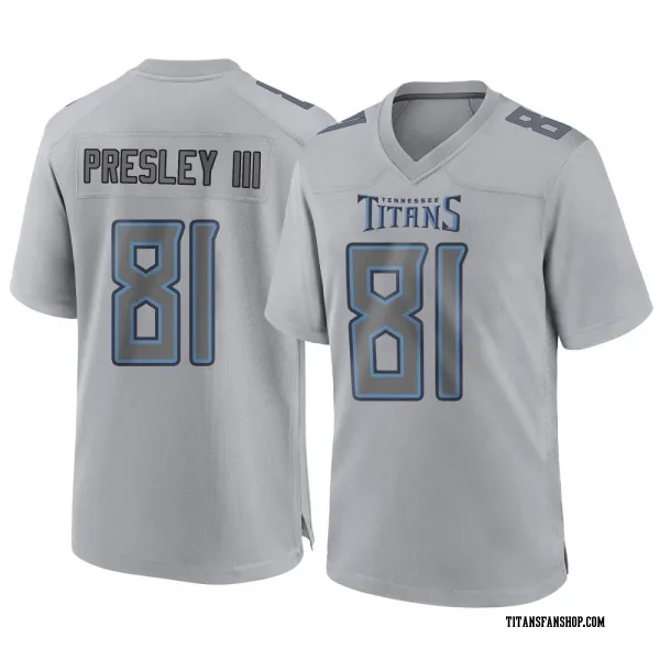 Youth Hal Presley III Tennessee Titans Game Gray Atmosphere Fashion Jersey