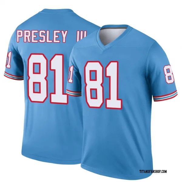Youth Hal Presley III Tennessee Titans Legend Light Blue Oilers Throwback Jersey
