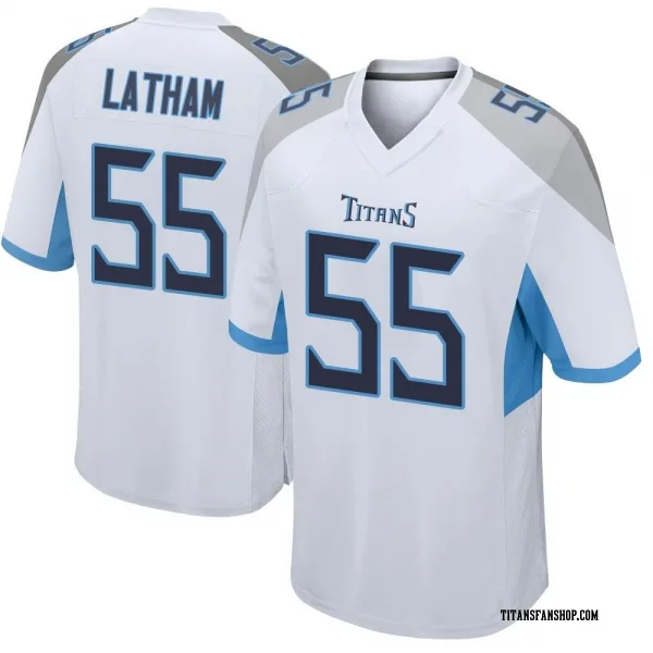 Youth JC Latham Tennessee Titans Game White Jersey