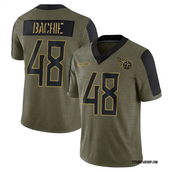 Youth Joe Bachie Tennessee Titans Limited Olive 2021 Salute To Service Jersey