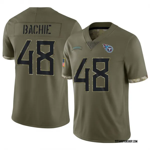 Youth Joe Bachie Tennessee Titans Limited Olive 2022 Salute To Service Jersey