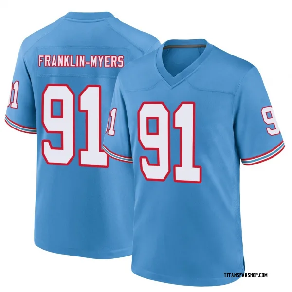 Youth John Franklin-Myers Tennessee Titans Game Light Blue Oilers Throwback Alternate Jersey