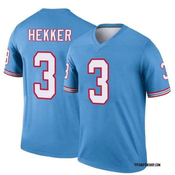 Youth Johnny Hekker Tennessee Titans Legend Light Blue Oilers Throwback Jersey