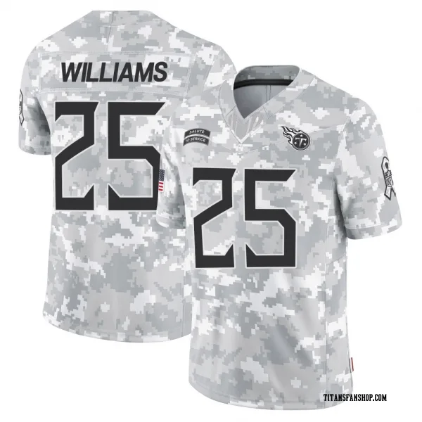Youth Joshua Williams Tennessee Titans Limited Arctic Camo 2024 Salute to Service Jersey