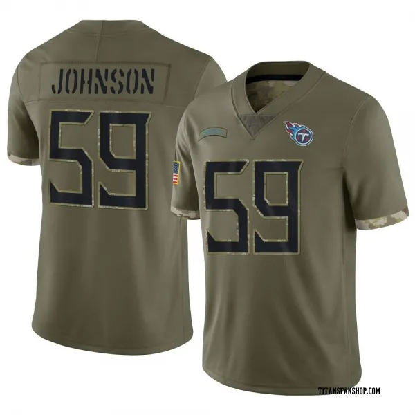 Youth Kyron Johnson Tennessee Titans Limited Olive 2022 Salute To Service Jersey