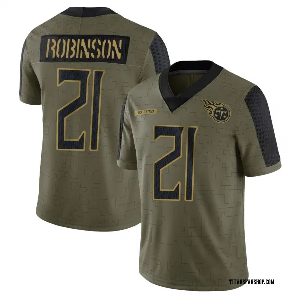 Youth Micah Robinson Tennessee Titans Limited Olive 2021 Salute To Service Jersey