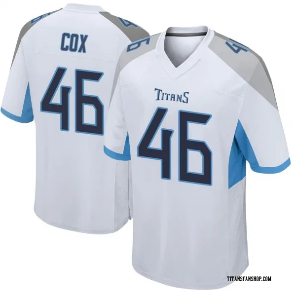Youth Morgan Cox Tennessee Titans Game White Jersey