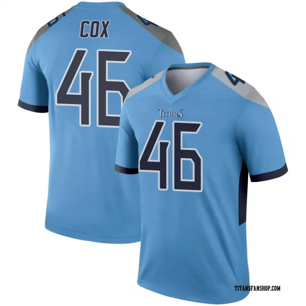 Youth Morgan Cox Tennessee Titans Legend Light Blue Jersey