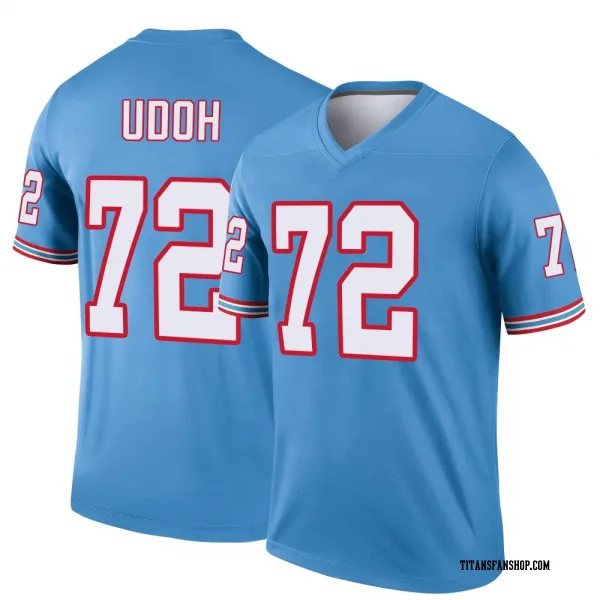 Youth Olisaemeka Udoh Tennessee Titans Legend Light Blue Oilers Throwback Jersey