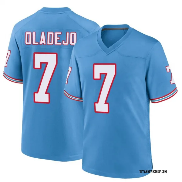 Youth Oluwafemi Oladejo Tennessee Titans Game Light Blue Oilers Throwback Alternate Jersey