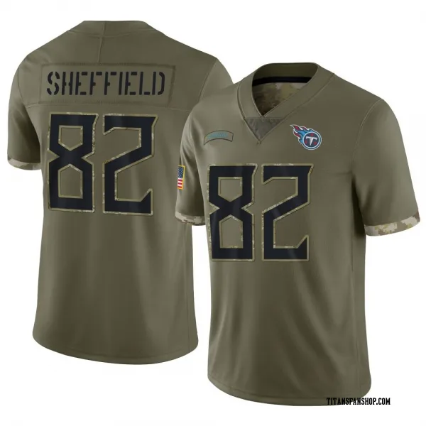 Youth TJ Sheffield Tennessee Titans Limited Olive 2022 Salute To Service Jersey