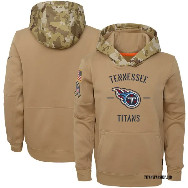 Youth Tennessee Titans Khaki 2019 Salute to Service Therma Pullover Hoodie