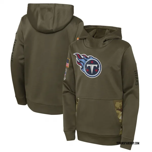 Youth Tennessee Titans Olive 2022 Salute to Service Performance Pullover Hoodie