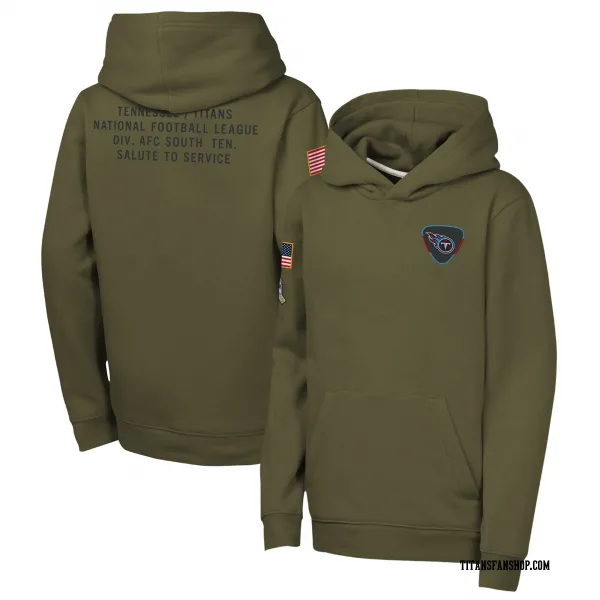 Youth Tennessee Titans Olive 2025 Salute to Service Club Fleece Hoodie