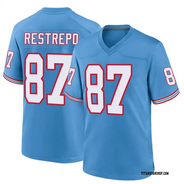 Youth Xavier Restrepo Tennessee Titans Game Light Blue Oilers Throwback Alternate Jersey
