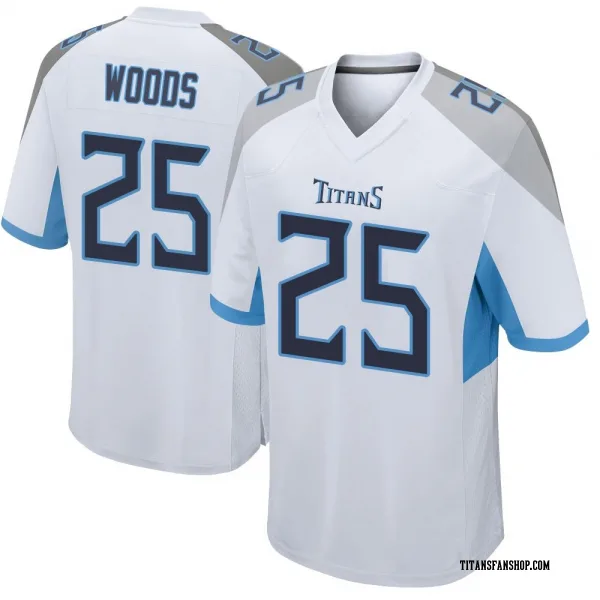 Youth Xavier Woods Tennessee Titans Game White Jersey